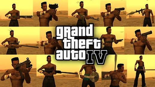 [GTA:圣安地列斯MOD]仿GTA4完整武器包-我爱模组网-GTA5MOD下载资源网
